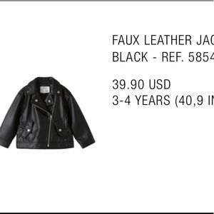 Zara Faux Leather Jacket for Toddler girl ages 3-4